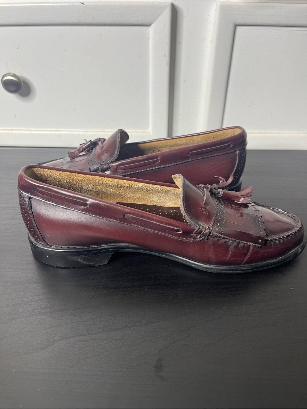 VTG 80s 90s GH Bass Weejuns Kiltie Tassel Loafers Men’s 9D Burgundy Leather USA